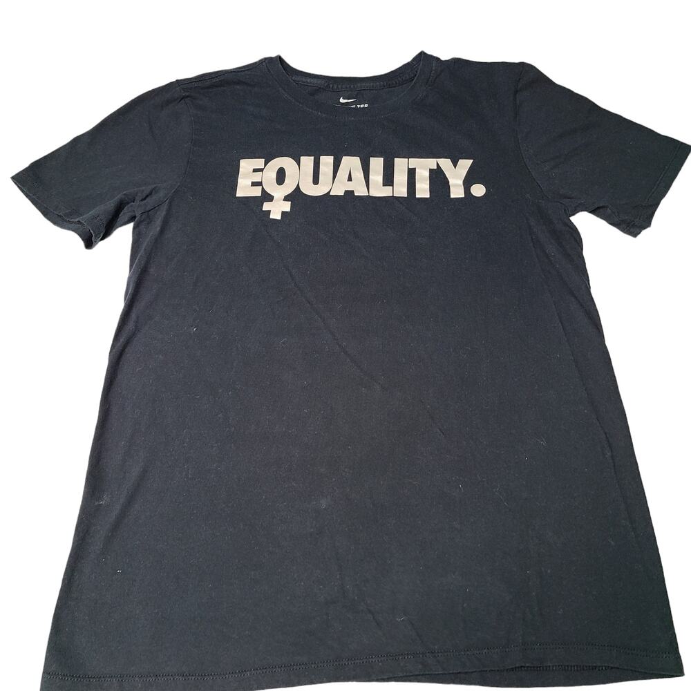 Nike Equality Graphic T-Shirt Black Short Sleeve Cotton Tee Women's Size S 1849